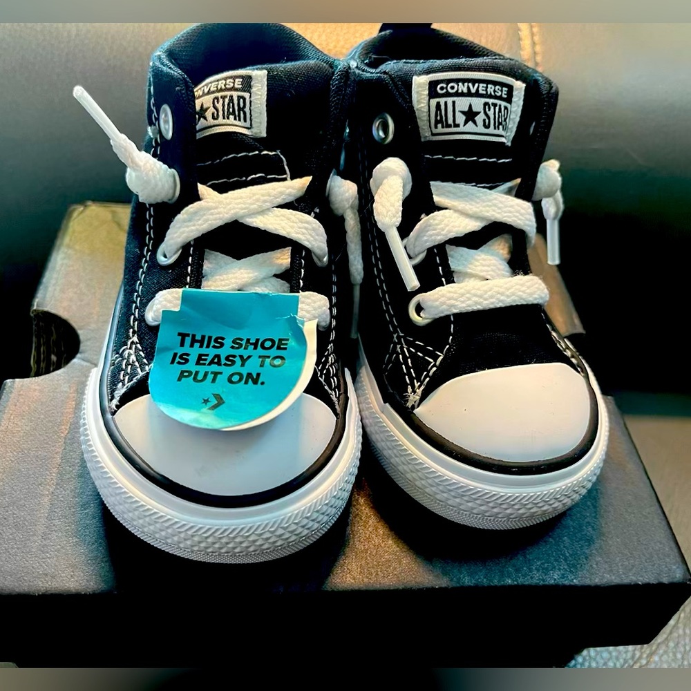 Baby 🖤 Converse high tops!!